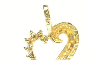 10K Diamond Classic Wavy Heart Love Symbol Pendant Yellow Gold