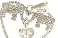 Load image into Gallery viewer, 14K Diamond Heart Dangle Elephant Design Pendant White Gold