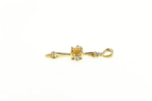 10K Oval Citrine Diamond Accent Cross Christian Pendant Yellow Gold