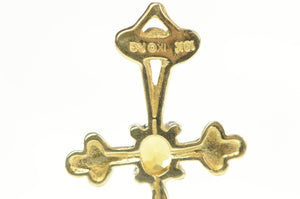 10K Oval Citrine Diamond Accent Cross Christian Pendant Yellow Gold