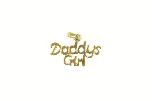 14K Daddys Girl Word Cut Out Father's Day Charm/Pendant Yellow Gold