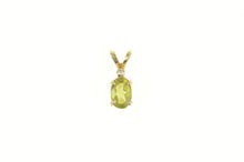 Load image into Gallery viewer, 14K Oval Peridot Diamond Accent Classic Pendant Yellow Gold