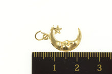 Load image into Gallery viewer, 14K Diamond Cut Crescent Moon Star Space Charm/Pendant Yellow Gold