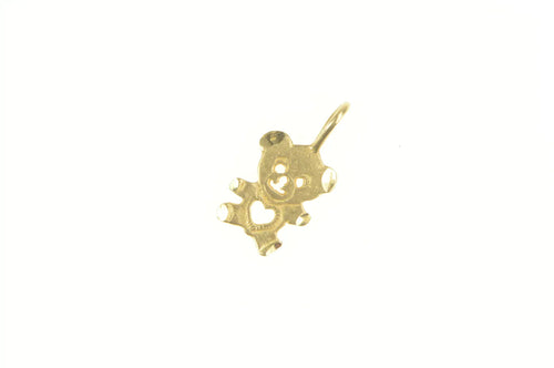 14K Heart Cut Out Teddy Bear Stuffed Animal Love Charm/Pendant Yellow Gold