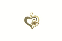 Load image into Gallery viewer, 14K Butterfly Heart Cut Out Love Symbol Charm/Pendant Yellow Gold