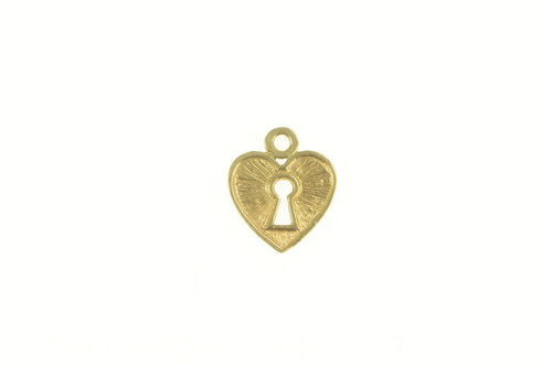 14K Heart Padlock Loyalty Trust Love Symbol Charm/Pendant Yellow Gold