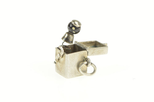 Sterling Silver 3D Articulated Jack in the Box Charm/Pendant