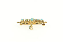 Load image into Gallery viewer, 14K Victorian Elaborate Turquoise Scroll Bar Dangle Pin/Brooch Yellow Gold