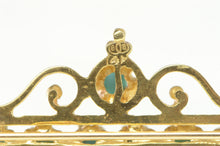 Load image into Gallery viewer, 14K Victorian Elaborate Turquoise Scroll Bar Dangle Pin/Brooch Yellow Gold