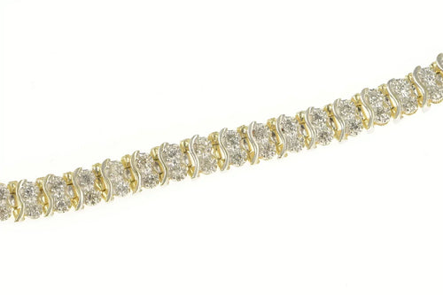 14K 1.58 Ctw Diamond Classic Wavy Link Tennis Bracelet 6.75