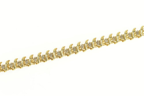 14K 0.76 Ctw Classic Diamond Wavy Link Tennis Bracelet 7.25