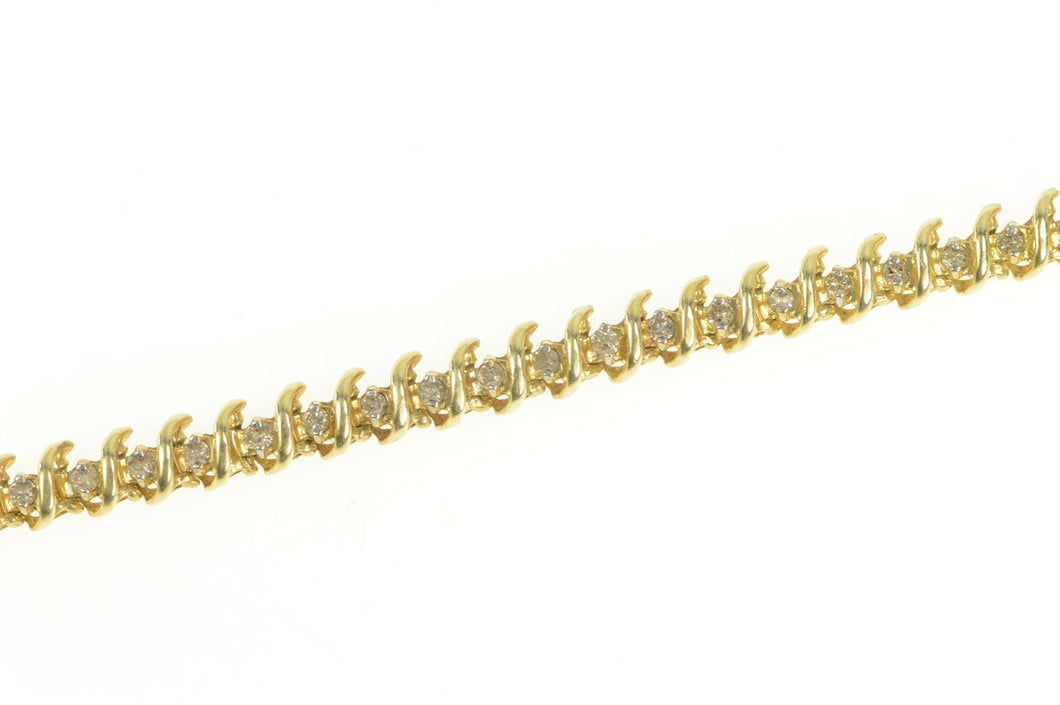 14K 0.76 Ctw Classic Diamond Wavy Link Tennis Bracelet 7.25