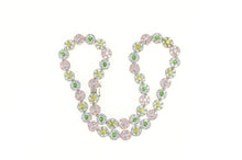 Load image into Gallery viewer, Sterling Silver Pink Blue White CZ Flower Cluster Necklace 16.25&quot;