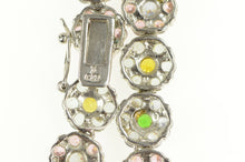 Load image into Gallery viewer, Sterling Silver Pink Blue White CZ Flower Cluster Necklace 16.25&quot;