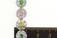 Load image into Gallery viewer, Sterling Silver Pink Blue White CZ Flower Cluster Necklace 16.25&quot;