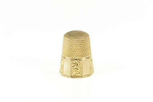 14K Victorian Engraved Scroll Design Thimble Yellow Gold