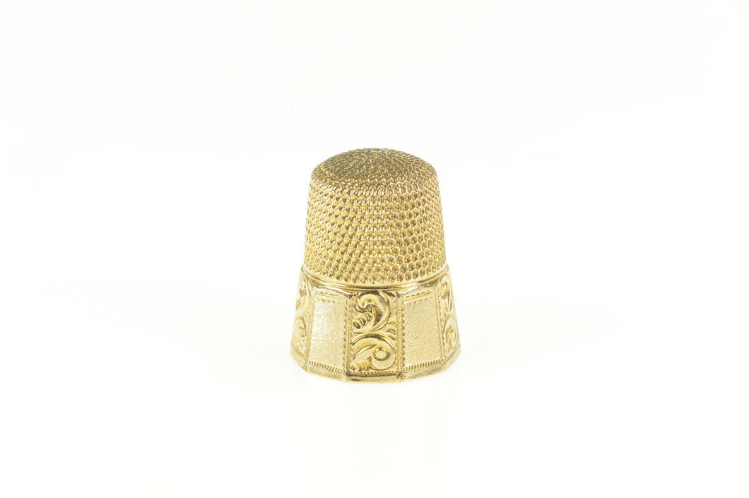 14K Victorian Engraved Scroll Design Thimble Yellow Gold