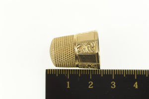14K Victorian Engraved Scroll Design Thimble Yellow Gold