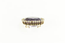 Load image into Gallery viewer, 14K Victorian Oval Amethyst Seed Pearl Pendant Yellow Gold