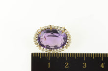 Load image into Gallery viewer, 14K Victorian Oval Amethyst Seed Pearl Pendant Yellow Gold