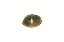 Load image into Gallery viewer, 14K Retro Diamond Inset Oval Grooved Lapel Pin/Brooch Yellow Gold