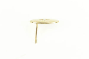 14K Retro Diamond Inset Oval Grooved Lapel Pin/Brooch Yellow Gold