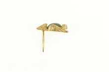 Load image into Gallery viewer, 14K Oval Nephrite Perched Owl Wisdom Lapel Pin/Brooch Yellow Gold