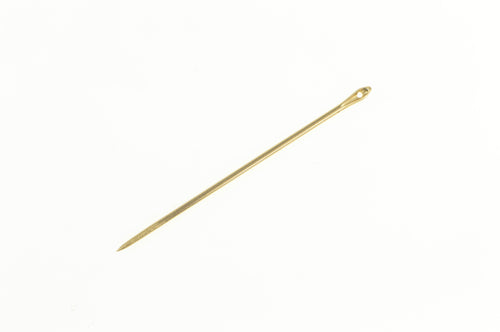 14K Simple Classic Sewing Needle Stitching Tool Charm/Pendant Yellow Gold