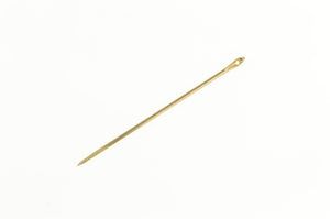 14K Simple Classic Sewing Needle Stitching Tool Charm/Pendant Yellow Gold