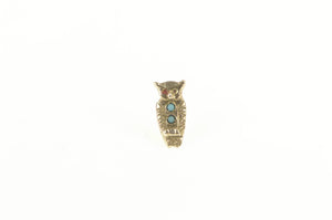 Gold Filled Turquoise Ruby Eyed Perched Owl Lapel Pin/Brooch