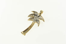 Load image into Gallery viewer, 10K Pave Diamond Palm Tree Tropical Motif Pendant Yellow Gold
