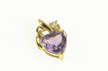 Load image into Gallery viewer, 14K Heart Amethyst Diamond Accent Love Symbol Pendant Yellow Gold