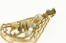Load image into Gallery viewer, 14K Ornate Filigree Seed Pearl Diamond Statement Pendant Yellow Gold