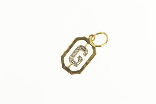 18K Two Tone G Monogram Letter Name Initial Charm/Pendant Yellow Gold
