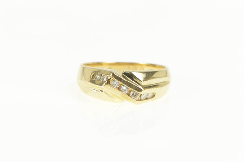 14K 0.25 Ctw Diamond Squared Men's Wedding Ring Yellow Gold