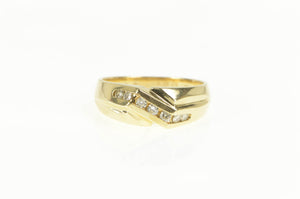 14K 0.25 Ctw Diamond Squared Men's Wedding Ring Yellow Gold
