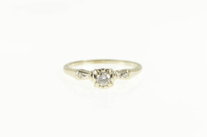 14K 1940's Classic Three Diamond Engagement Ring White Gold