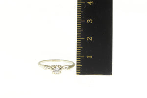 14K 1940's Classic Three Diamond Engagement Ring White Gold