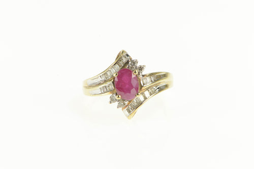 10K 1.05 Ctw Natural Ruby Diamond Engagement Ring Yellow Gold