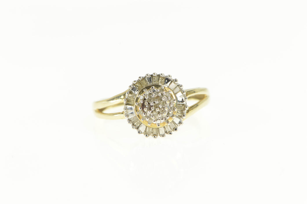 10K 0.30 Ctw Diamond Round Cluster Statement Ring Yellow Gold