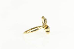 14K 0.50 Ctw Heart Baguette Cluster Bypass Ring Yellow Gold