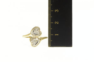 14K 0.50 Ctw Heart Baguette Cluster Bypass Ring Yellow Gold