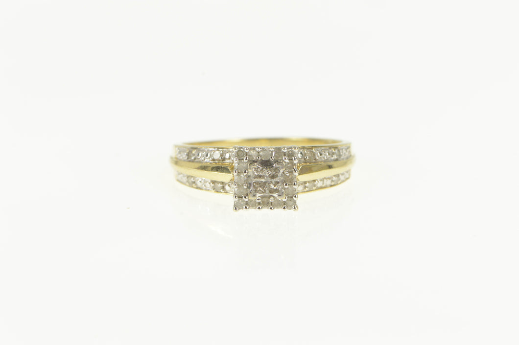 10K 0.20 Ctw Diamond Squared Cluster Engagement Ring Yellow Gold