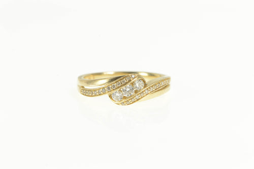 14K 0.25 Ctw Diamond Bypass Promise Engagement Ring Yellow Gold