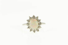 Load image into Gallery viewer, 14K 1.25 Ctw Natural Opal Diamond Halo Statement Ring White Gold