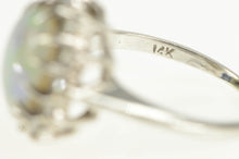 Load image into Gallery viewer, 14K 1.25 Ctw Natural Opal Diamond Halo Statement Ring White Gold