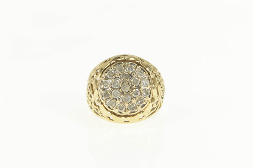 10K 0.75 Ctw Diamond Cluster Domed Filigree Ring Yellow Gold
