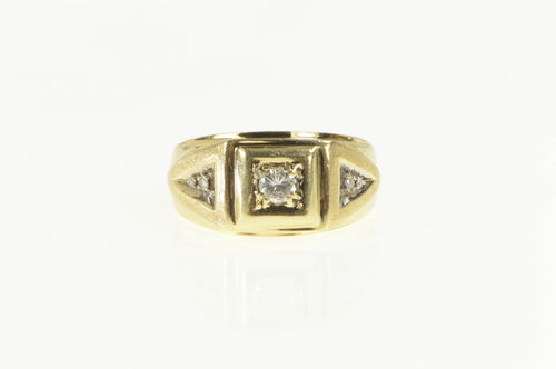14K 0.25 Ctw Diamond Squared Men's Wedding Ring Yellow Gold