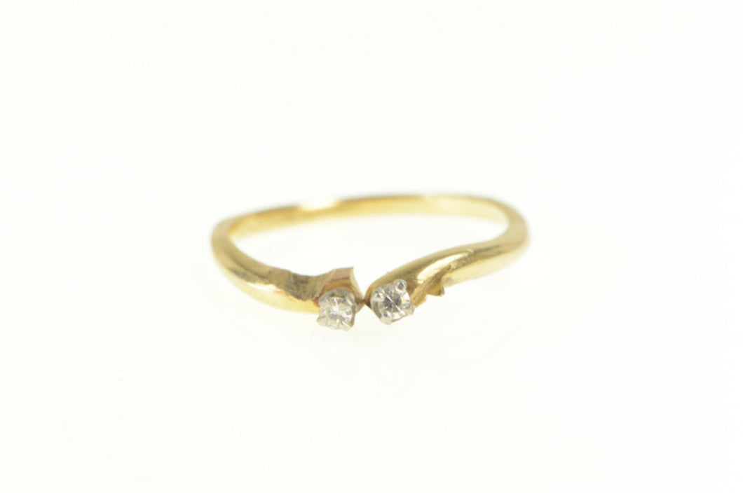 14K Two Stone Diamond Stackable Wedding Band Ring Yellow Gold