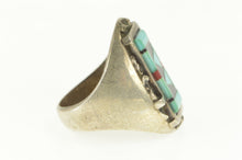 Load image into Gallery viewer, Sterling Silver Native American Turqouise Onyx Coral Inlay Ring